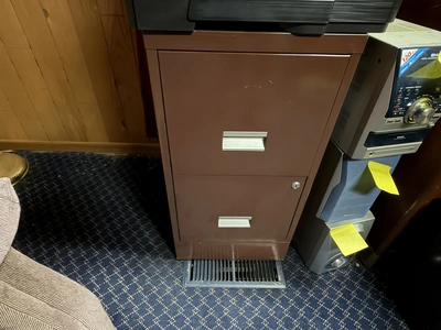 Lot of executive office furniture, includes (1) 72" desk, (1) 72" credenza, (1) rolling padded seat ...