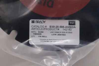 NEW IN BOX BRADY B30-25-595-ANSIDA Label Red/White 4.000 In. 6XHA0 STOCK H105