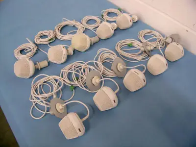 (10) Biamp Parle TCM-1EX Pendant Microphones / Mics (White)