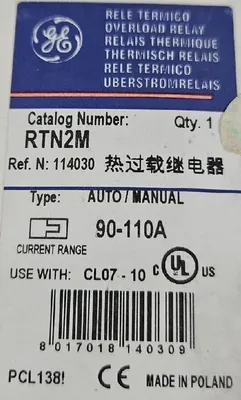 GE RTN2M Overload Relay. Loc 4E-15