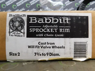 Babbitt Size 2 Adjustable Sprocket Rim with Chain Guide 7-3/4 to 9 Diam. New