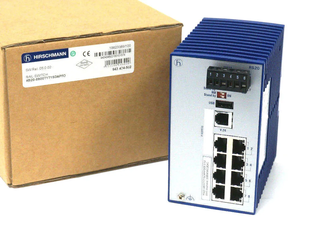 NEW HIRSCHMANN RS20-0800T1T1SDAPFO05.0.02 ETHERNET RAIL SWITCH