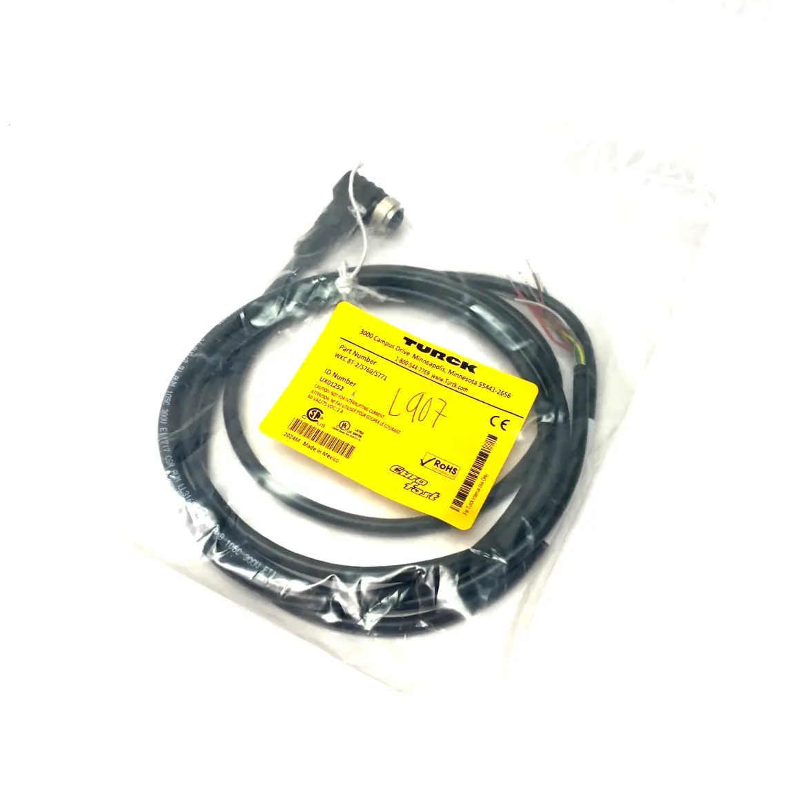 NEW TURCK EUROFAST SINGLE ENDED CORDSET ANGLE M12 8-PIN