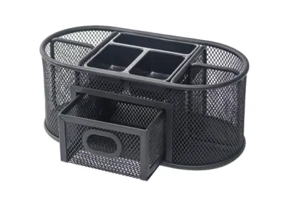 Office Depot Mesh Oval Desk Organizer, Black