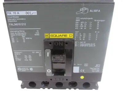 NEW SQUARE D FAL34015-1212 CIRCUIT BREAKER 15A 3P AL50FA FAL340151212