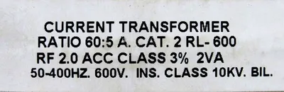 NEW SSI 2RL-600 CURRENT TRANSFORMER 2RL600 RATIO 60:5 50-400HZ