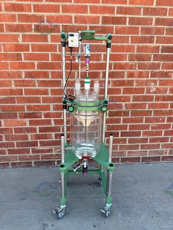 Used CHEMGLASS 20 LITER JACKETED GLASS REACTOR W/ J-KEM OVERHEAD STIRRER Reactors California US | Equipment Lab #1388409