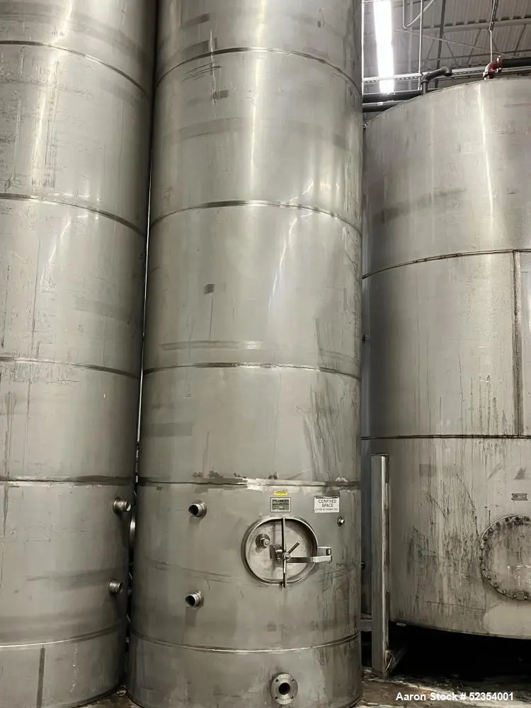 Used 4,200 Gallon Feldmeier Stainless Steel Vertical Storage Tank – Food-Grade