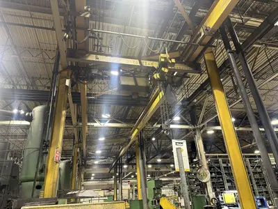 3 TON X 14' WIDE X 130' LONG MPH / BUDGIT OVERHEAD FREE STANDING CRANE SYSTEM: STOCK #20675