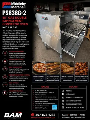 Middleby Marshall PS638G-2 65” Gas Double Impingement Conveyor Oven - Natural Gas