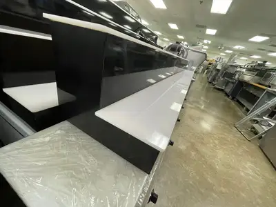 Used Baseline Used LED Baseline 60" 2 Tier LED Lighted Liquor Display Shelf 120V Black Bar Equipment Illinois US | Falcon Restaurant Supply #1376427