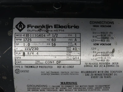 Used FRANKLIN ELECTRIC _UNKNOWN_ A.C. Motors | OCO Industrial #1591585