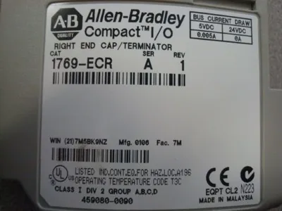 Allen Bradley 1769-ECR Right End Cap Terminator Used