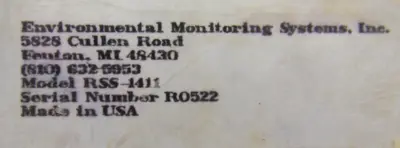 REFURBISHED ENVIROMENTAL MONITORING SYSTEMS RSS-1411-RBC CONTROLLER RSS1411RBC