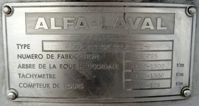 Alfa-Laval MRPX 314 TGV-44C warm milk separator, 316SS.
