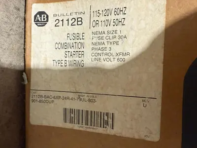 Allen Bradley 2112B-BAC-6XP-24R-41-79UL-803-901-850DUP FUSIBLE SIZE 1 MCC BUCKET