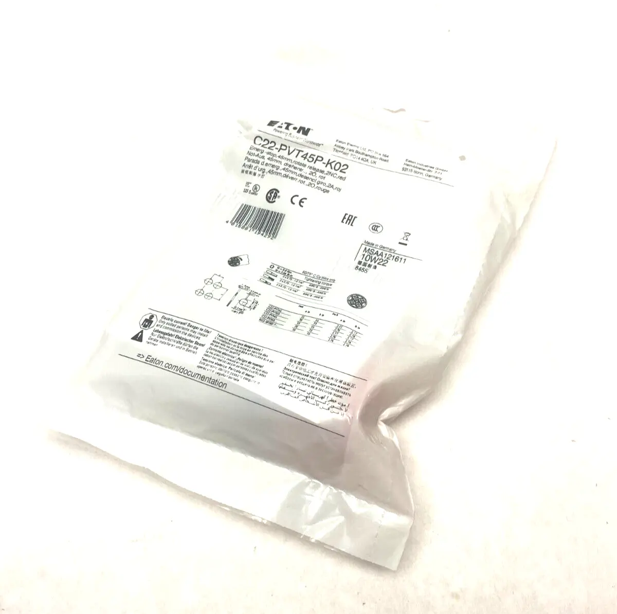 NEW EATON EMERGENCY STOP PUSHBUTTON 45MM ROTATE RELEASE RED