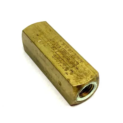 USED PARKER COLORFLOW INLINE CHECK VALVE BRASS, HYDRAULIC, 2000PSI