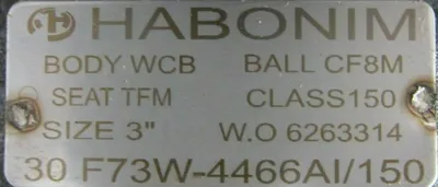 NEW HABONIM 30 F73W-4466AI/150 BALL VALVE 3" 30F73W4466AI150
