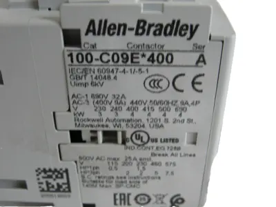 ALLEN BRADLEY 100-C09EJ400 CONTACTOR SERIES A 100C09EJ400 NEW, SURPLUS