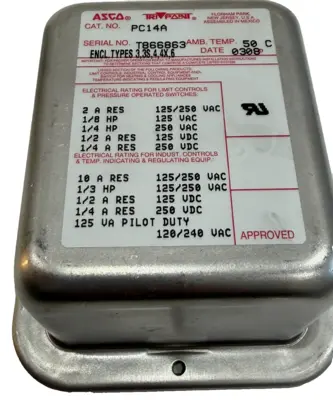 NEW ASCO PC14A PRESSURE SWITCH ENCLOSURE 120-240VAC