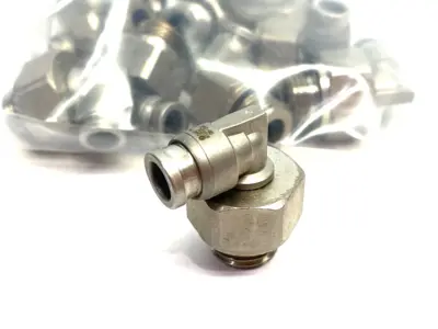 USED SMC METAL MALE ELBOW SWIVEL FITTING 6MM OD TUBE
