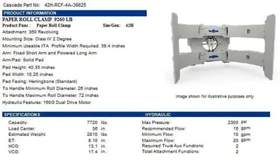 Used 2020 CASCADE 46H-RCF-4A-36625 Forklift Attachments Pennsylvania US | Global Equipment International, LLC #1383980