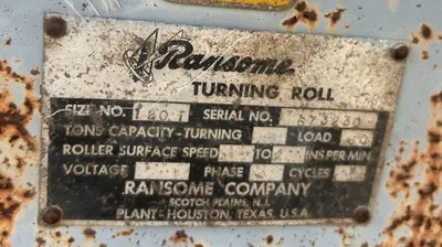120 TON (240,000 LBS) RANSOME PANDJIRIS POWERED TANK TURNING ROLLS, POWER & IDLER: STOCK #23144