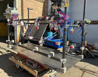 Custom Pneumatic Chair / Work Clamp on 2" Adjustable Rails w/ 13 Clamps (5712)