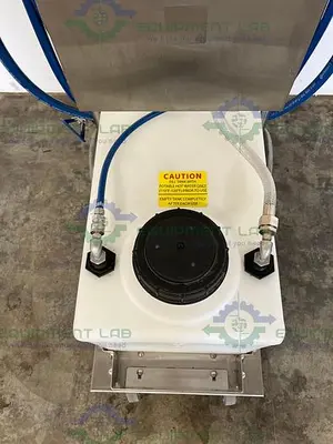 USED LAFFERTY PORTABLE 14 G AIRLESS FOAM HOSE DROP STATION  W/ NOCO BATTERY CHARGER