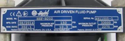 NEW HASKEL HSF-B202 AIR DRIVEN PUMP HSFB202