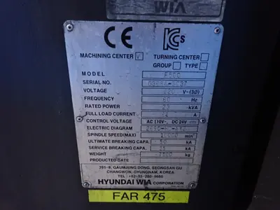 USED HYUNDAI WAI CORPORATION F500