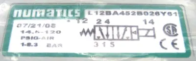 NEW NUMATICS L12BA452B026Y61 SOLENOID VALVE