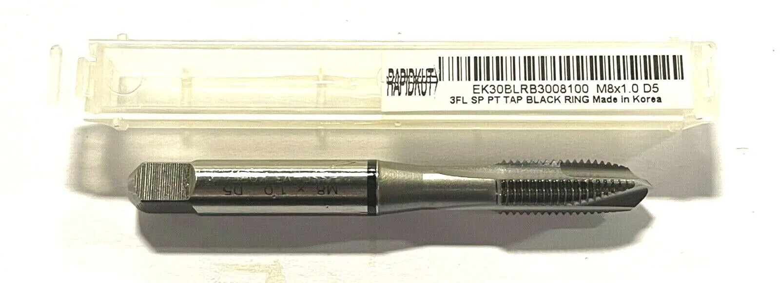 RapidKut M8 x 1mm Tap HSS Spiral Point Plug High Performance Black Ring D5 3FL