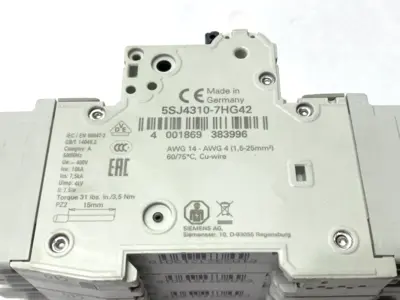 USED SIEMENS MINIATURE CIRCUIT BREAKER 3-POLE 10A