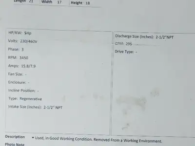 Used AMETEK _UNKNOWN_ Centrifugal Blowers Indiana US | Arrow Industrial #1366388