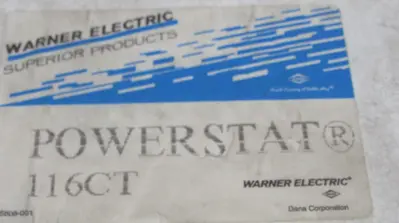 NEW WARNER ELECTRIC 116CT VARIABLE TRANSFORMER