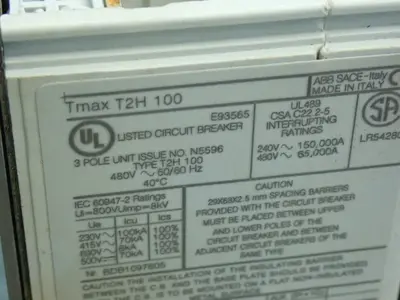 Used ABB TMAXT2H100 Circuit Breakers Ohio US | HGR 24 #879775