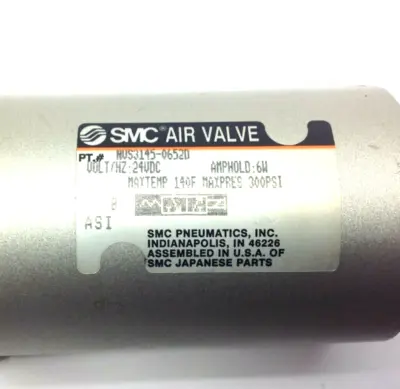 USED SMC SOLENOID VALVE 24VDC 6W 300PSI MISSING BASE MANIFOLD