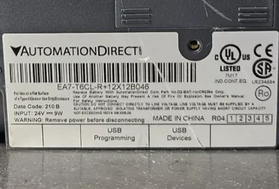 Automationdirect EA7-T6CL-R+12X12B046 Panel View (BIN643)