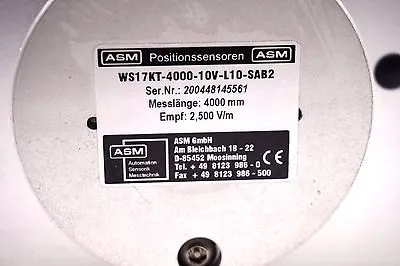 NEW ASM WS17KT-4000-10V-L10-SAB2 POSITION SENSOR WS17KT400010VL10SAB2