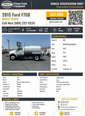 Used 2015 FORD F750 Water Trucks California US | Lillo Machinery #1543385