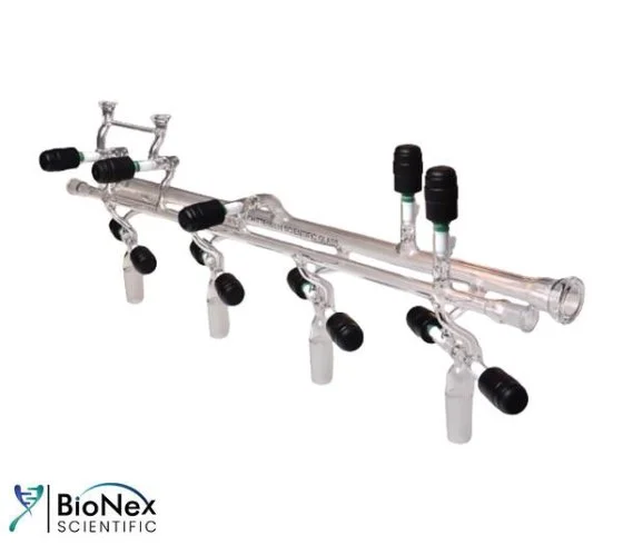 Used GENERIC / SCIENTIFIC GLASSWARE MANUFACTURER MULTI-PORT GLASS VACUUM MANIFOLD Valves/Fittings New Jersey US | Bionex Scientific LLC #800505