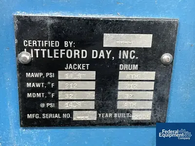 USED Littleford 42 Cu Ft Littleford Mixer, Model FKM 1200E, S/S, JKT