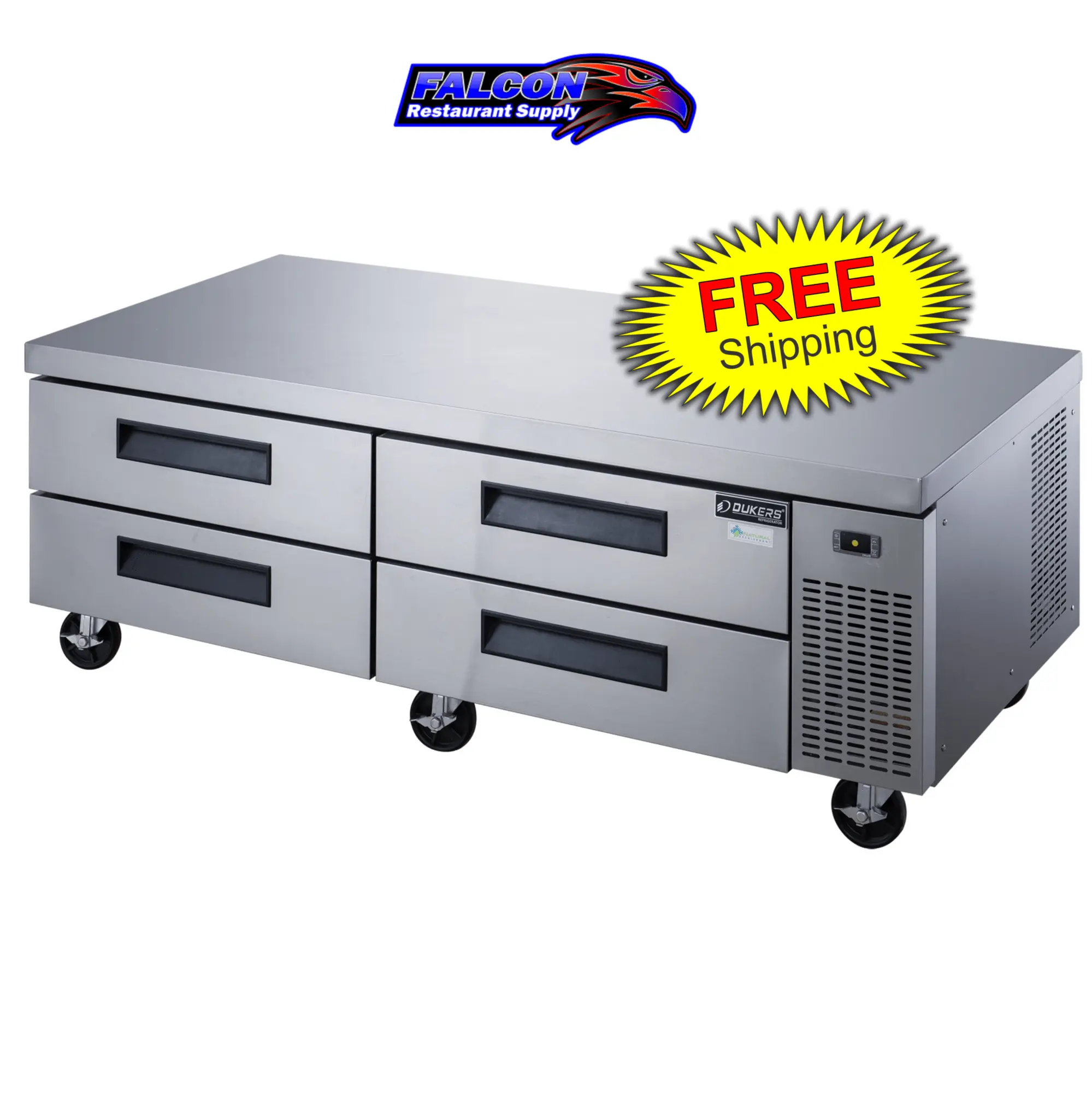 New | in-Stock Dukers New Dukers DCB72-D4 Chef Base Refrigerator with 4 Drawers Chef Bases Illinois US | Falcon Restaurant Supply #1376286