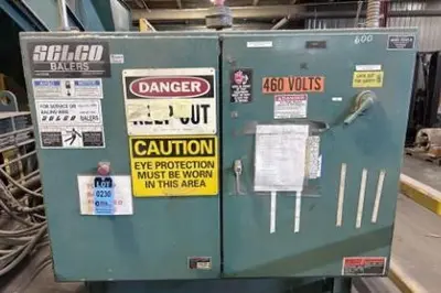 SELCO MODEL HLO-128A50T HORIZONTAL AUTOTIE BALER WITH CONVEYOR 50HP 8" CYLINDER