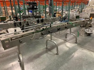 CVC 4" wide x 16-ft long stainless steel flat top chain conveyor