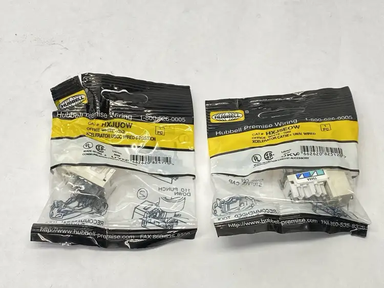 New | in-Stock Hubbell Xcelerator USOC Wired 6-Position CAT5E White LOT OF 2 Misc Electrical & Power Parts Michigan US | Maverick Industrial Sales #1402248