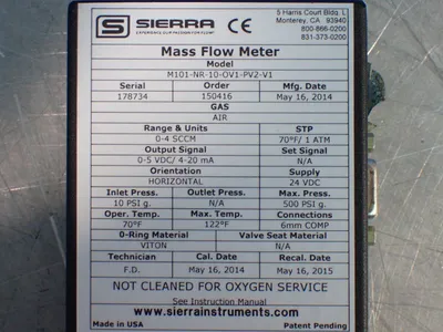 New | in-Stock SIERRA M101NR10OV1PV2V1 Flowmeters Ohio US | HGR 24 #1230597