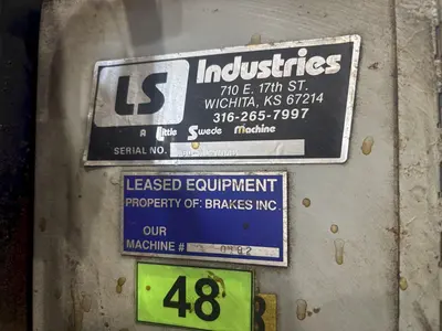LS INDUSTRIES BARREL TYPE TUMBLE BLAST MACHINE & DUST COLLECTOR: YOBRO #24013
